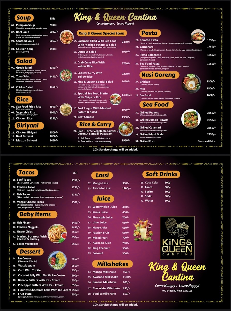 Menu King And Queen Cantina-1